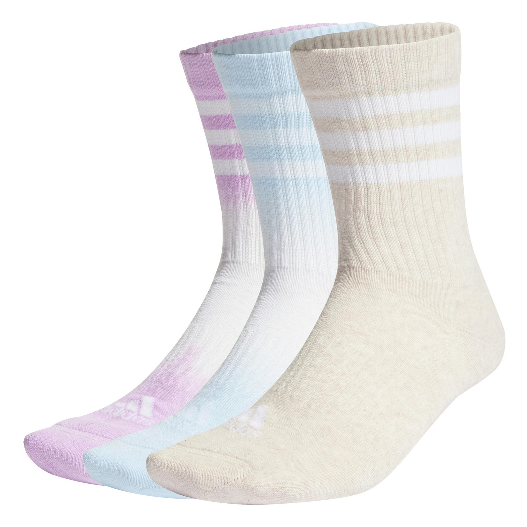 Quilted mid-calf socks with 3 dip-dyed stripes adidas (x3)