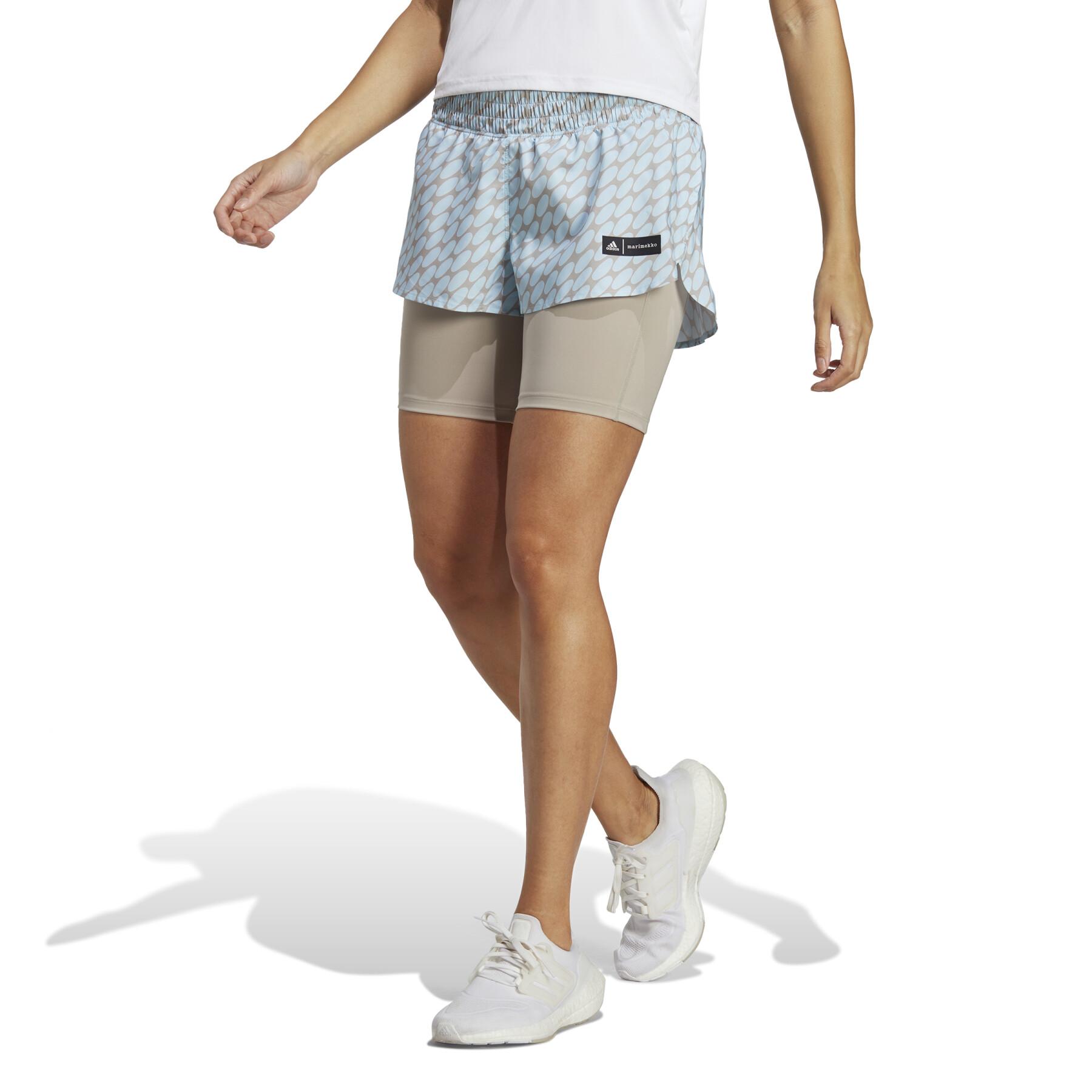 2 in 1 logo shorts for women adidas Marimekko Run Icons 3 Bar Logo