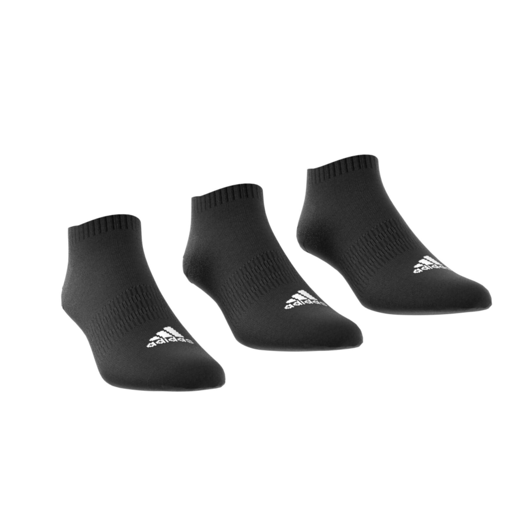 adidas Thin and Light Sportswear Low-Cut Socks 3 Pairs - Black