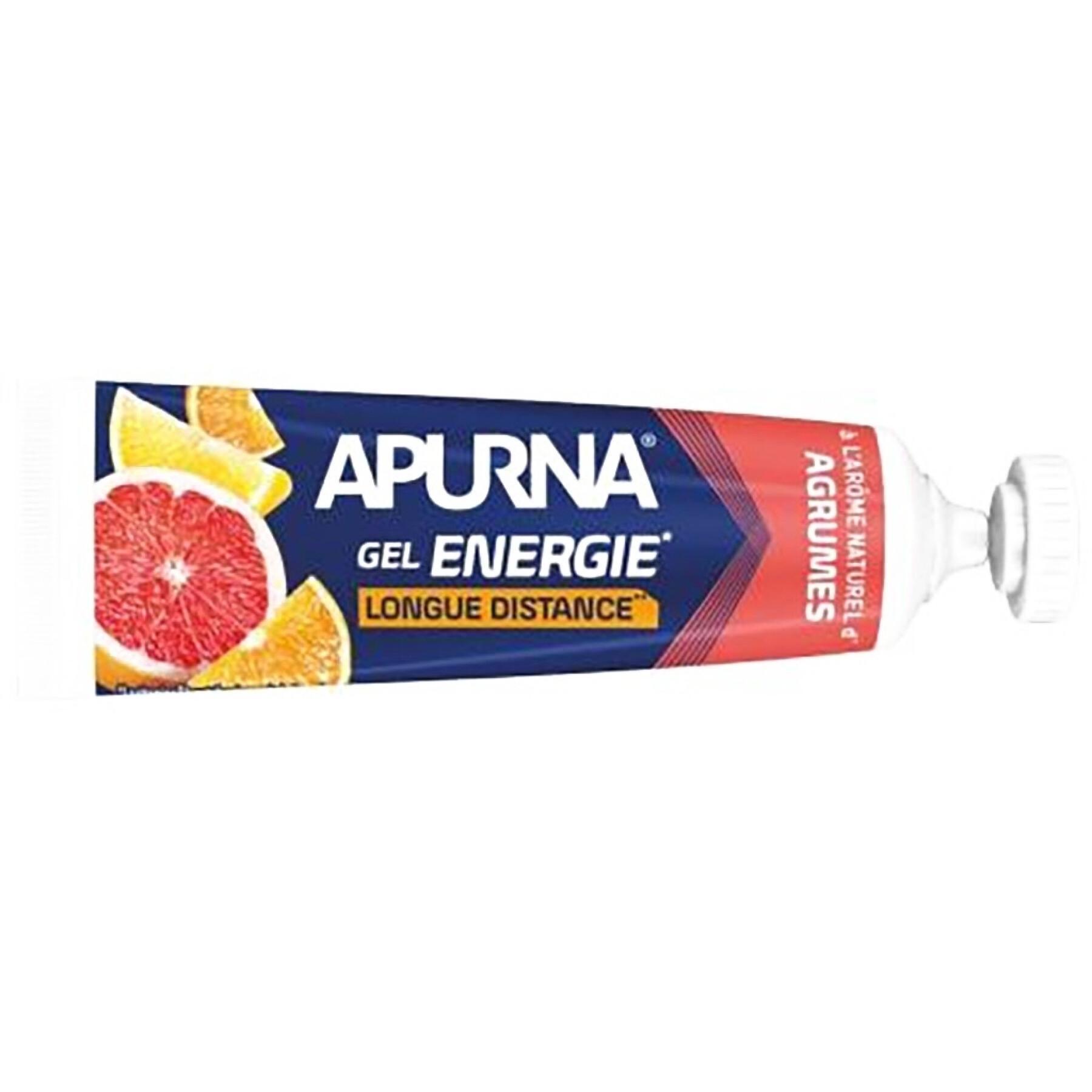 Pack of 5 long-distance citrus energy gels +2h of effort, including 1 free gel Apurna
