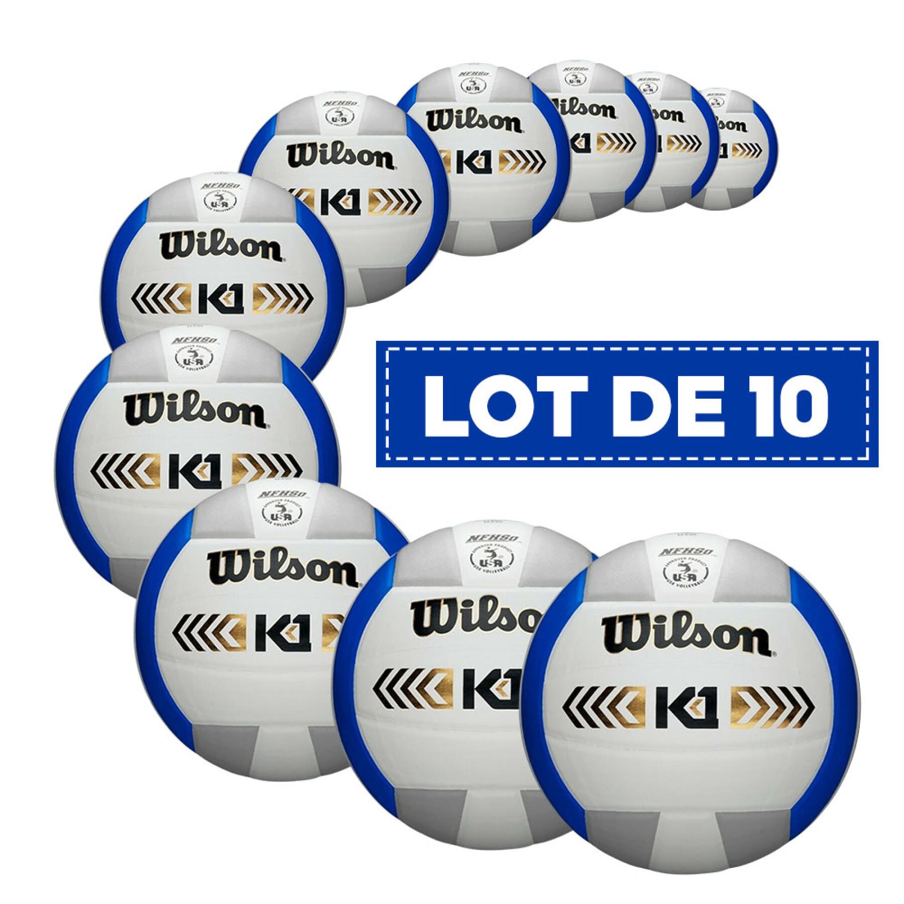 Pack of 10 volleyballs Wilson K1 Gold [Taille 5]