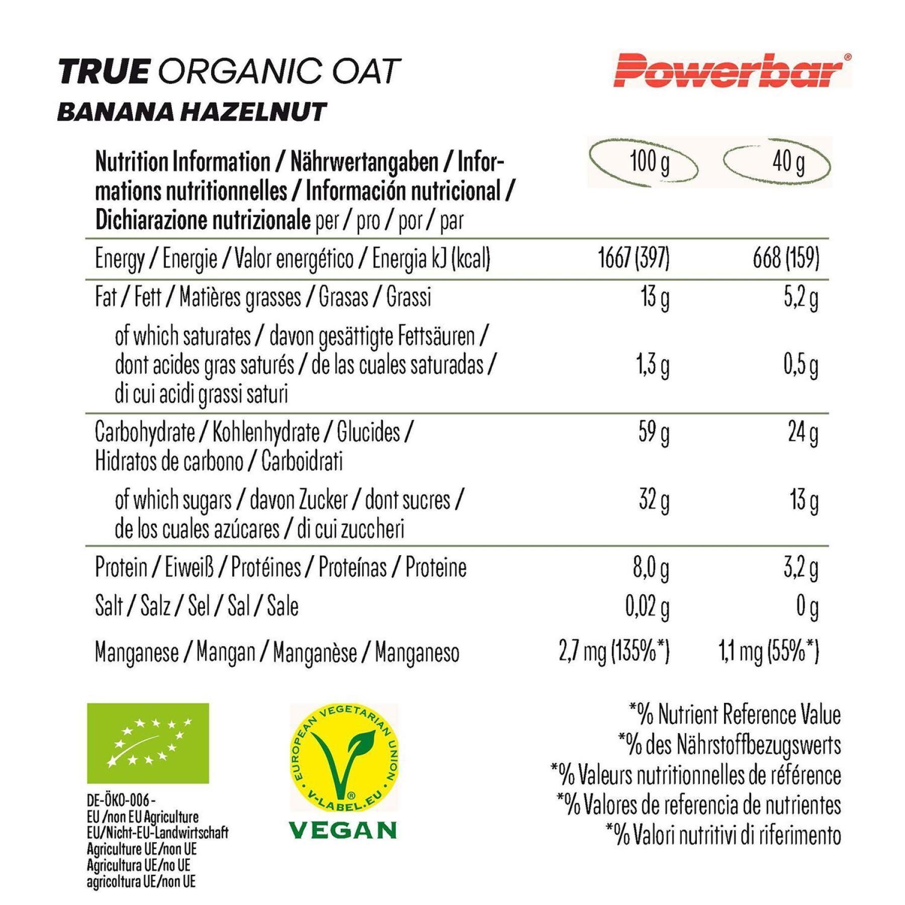 Pack of 16 nutrition bars PowerBar True Organic Oat