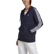 Sweatshirt regular full zip fleece hoodie woman adidas Essentials 3-Stripes